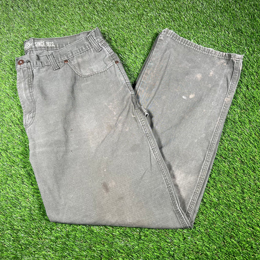 Dickies Relaxed Straight Work Wear Olive Pants Size 36x32 USED v16842