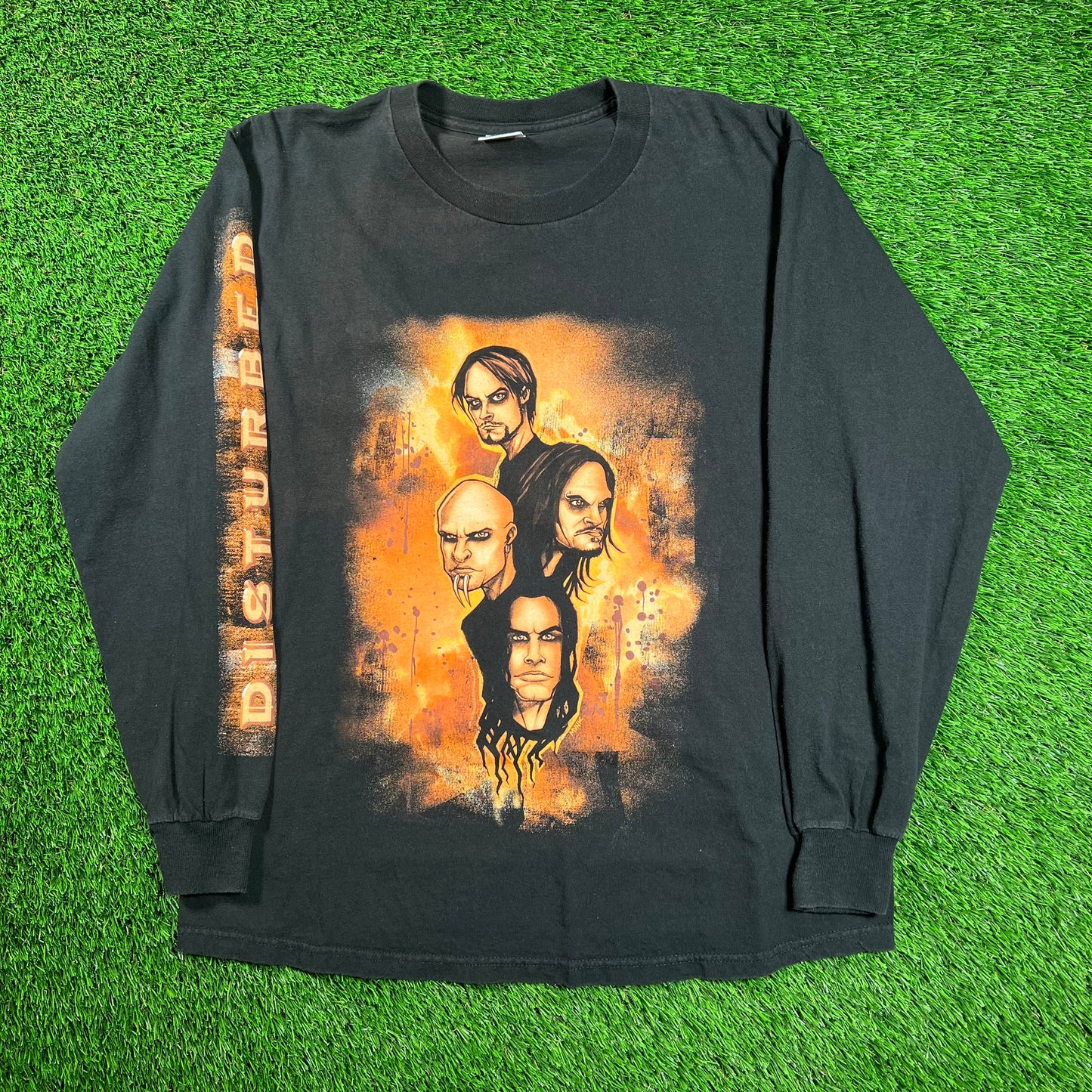 Y2K Disturbed Black Cartoon Longsleeve Size Medium USED v18441