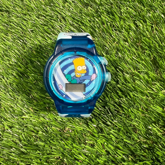 2002 Blue Bart Simpsons Watch USED v16912