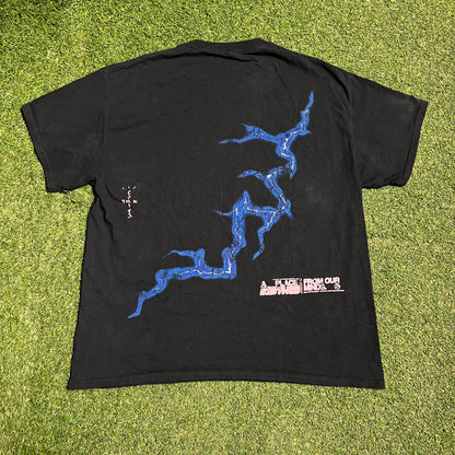 Travis Scott Fragment "Danger" Black Tee Size Large USED x13679