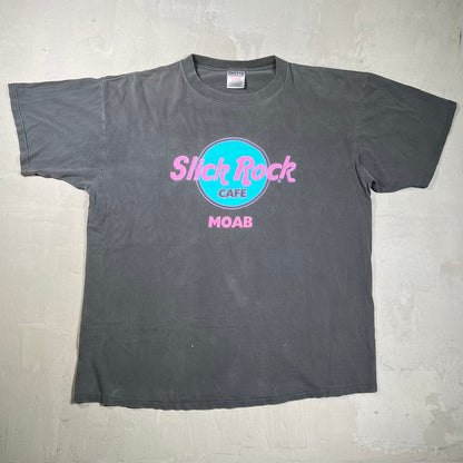 1990s Slick Rock Cafe Washed Black Tee Size XL USED v20244