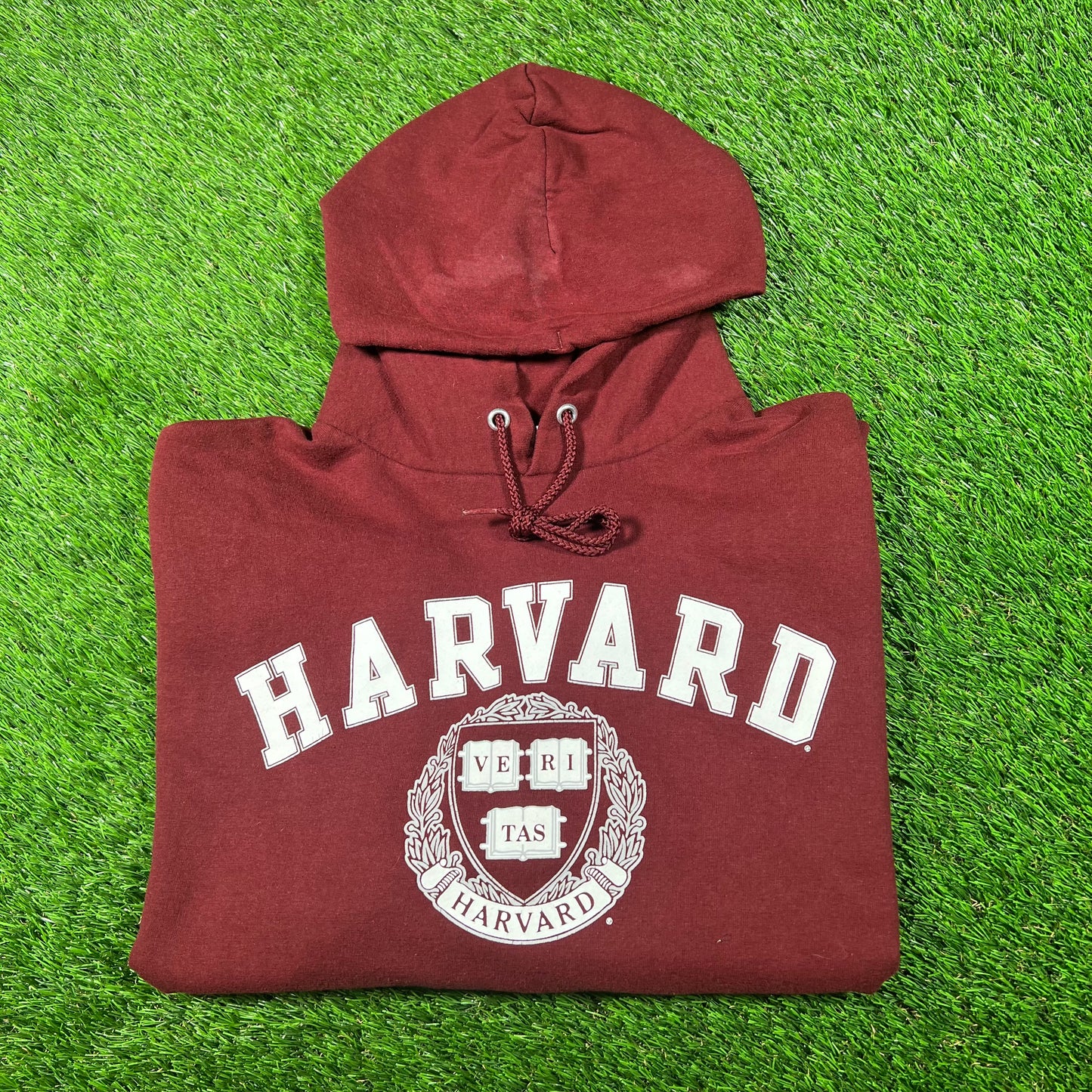 Modern Harvard Maroon Champion Hoodie Size Small USED v17595