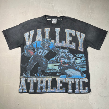 Valley Dreams Football Panther Black Tee Size Medium USED x17507