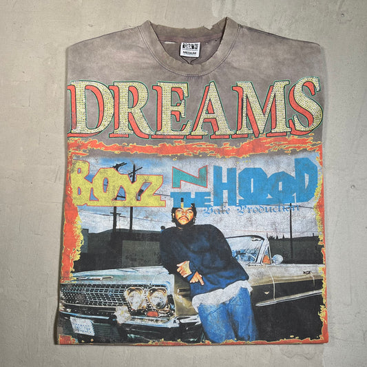 Vale Boyz n The Hood Rhinestone Washed Brown Tee Size Medium NEW x17610