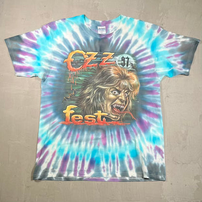 1997 Ozz Fest Screaming Head Tie Dye Tee Size XL USED v20407