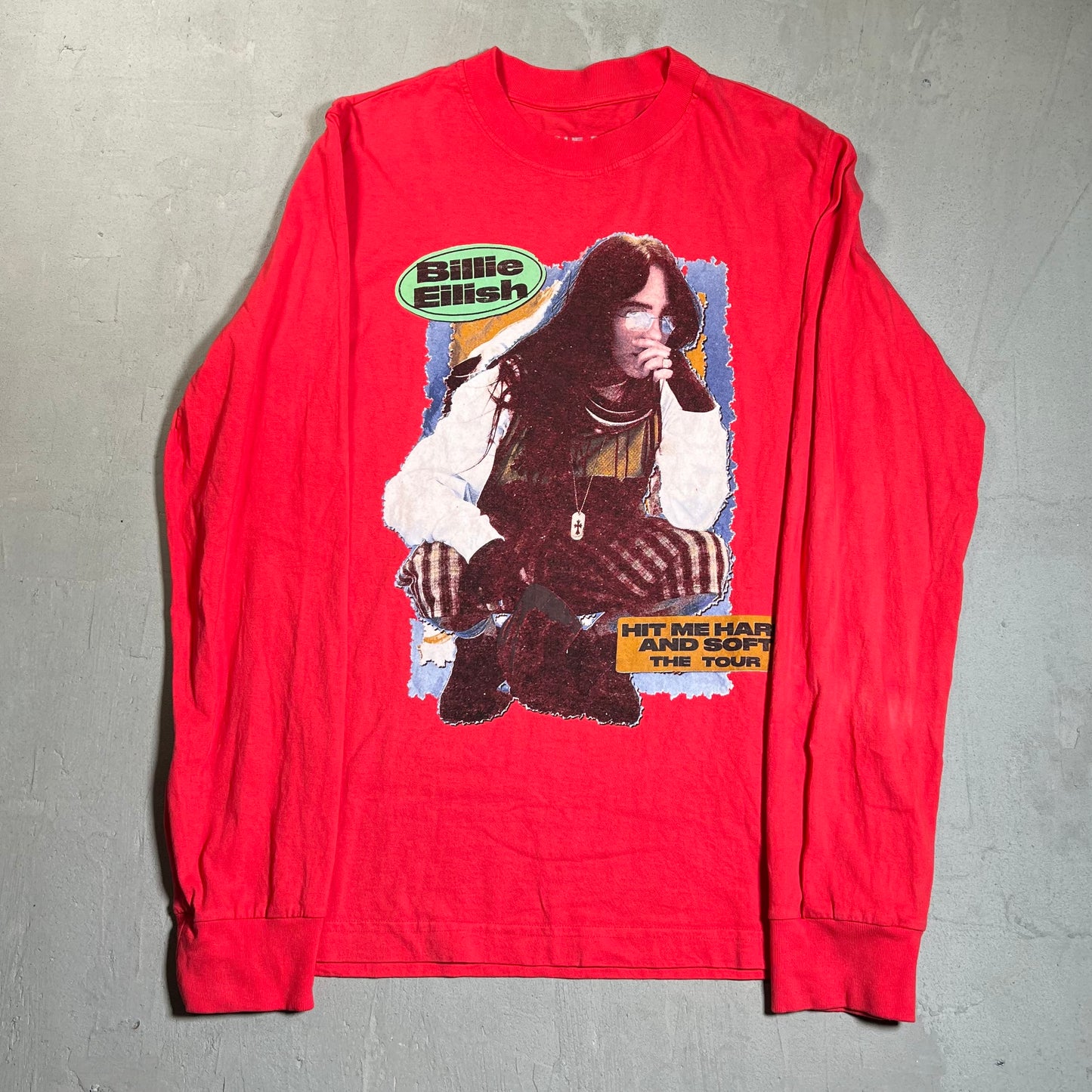 Billie Eilish Hit Me Hard & Soft Tour Red Longsleeve Size Small USED v19599