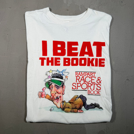 2010s I Beat the Bookie White Tee Size XL USED v16804