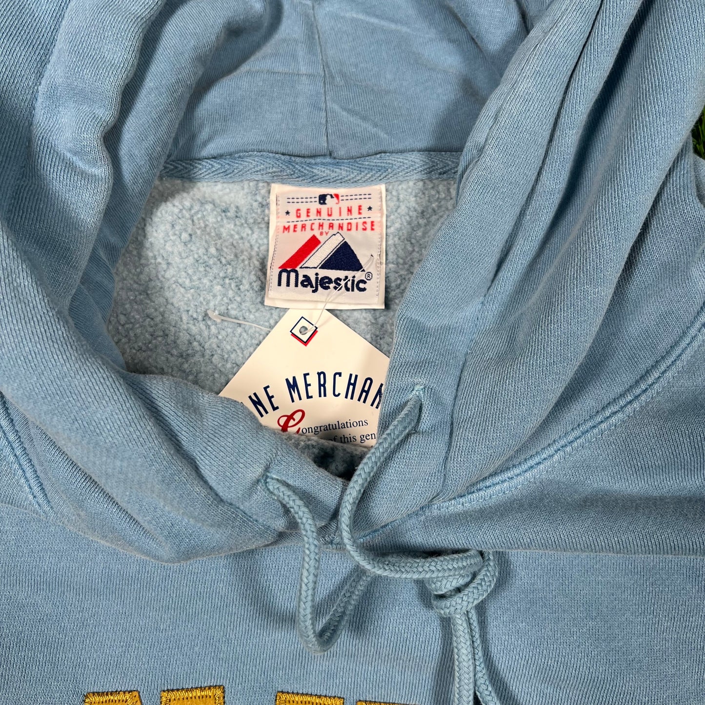 Y2K Yankees Majestic Light Blue Pull Over Hoodie Size XXL NEW v18751