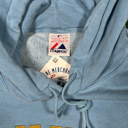 Y2K Yankees Majestic Light Blue Pull Over Hoodie Size XXL NEW v18751