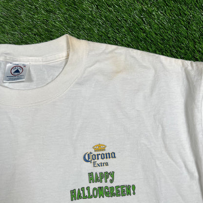 2000s Corona Extra Happy Hallowgreen White Tee Size XL USED v17199