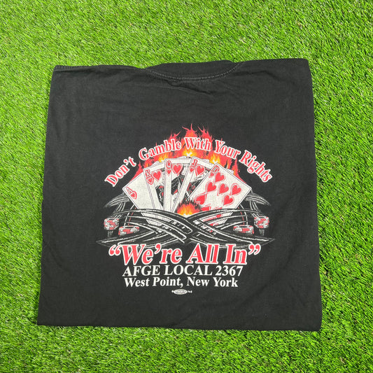 Y2K Dont Gamble With Your Rights Black Tee Size XXL USED v17443