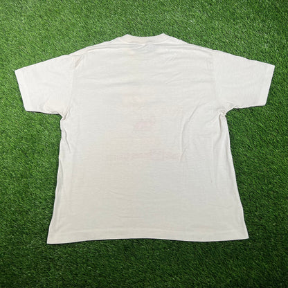 1980s Micky Mouse Walt Disney World White Tee Size Large USED v17696