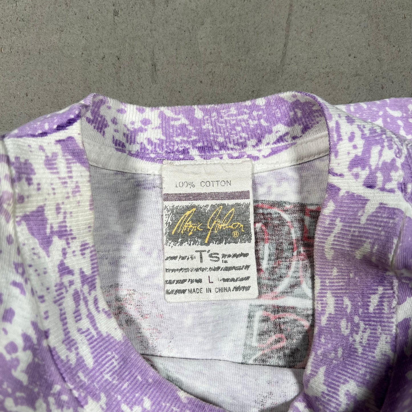 1990s Michael Jordan Magic Johnson Tag Full Print Purple/White Tee Size Small USED v5614