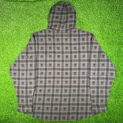 Supreme Number (N)ine Black Hooded Flannel Shirt Size XL NEW x15640
