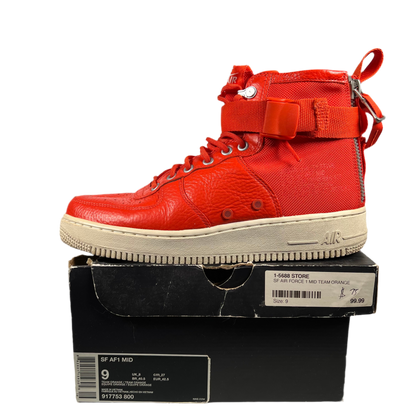 Nike Air Force One Mid Team Orange (2017) Size 9 USED s18759