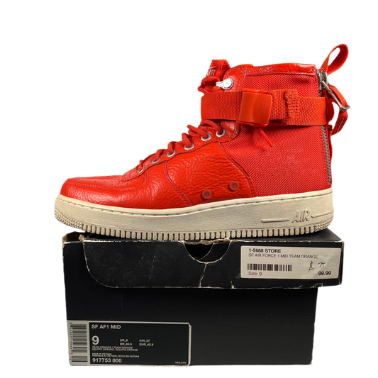 Nike Air Force One Mid Team Orange (2017) Size 9 USED s18759