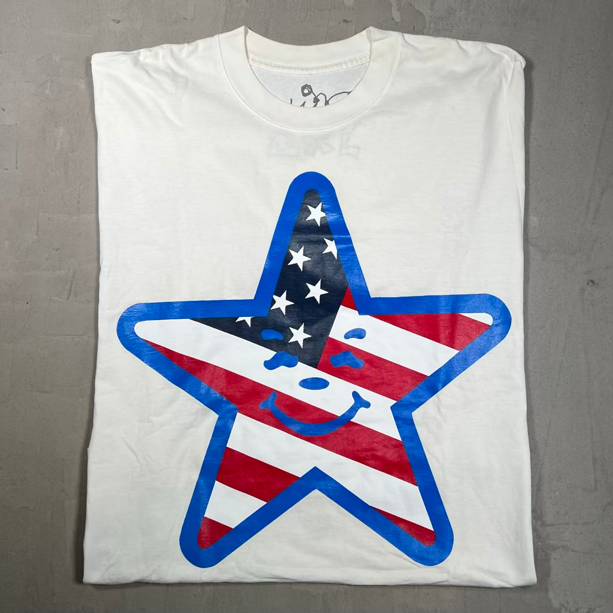 Asspizza Flag Star White Tee Size XXL USED x18447