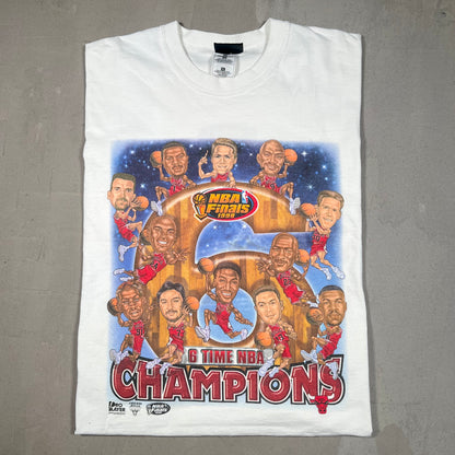 1998 Chicago Bulls Cartoon "6" White Tee Size XL USED v18971