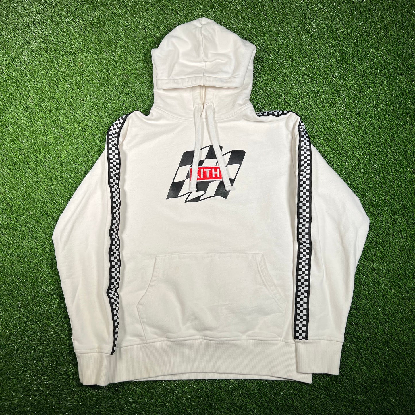 Kith Flag Wave Box Logo White Hoodie Size Small USED x15367