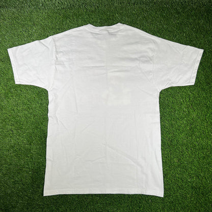 Y2K Osama You Can Run But Cant Hide White Tee Size Large USED v16750