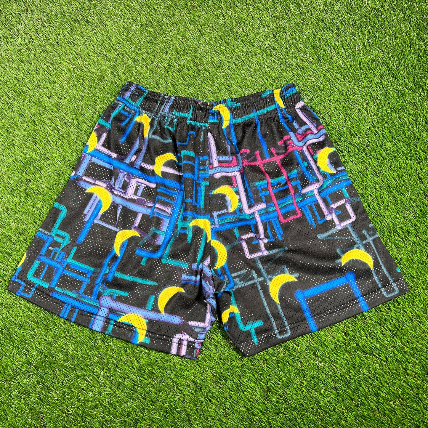 Eric Emanuel Bus Seating Pattern Black Shorts Size Large USED x14750