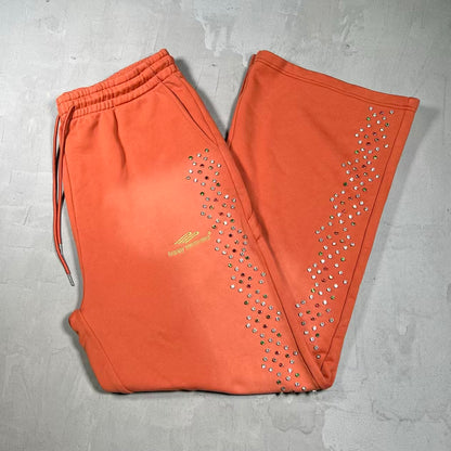 HMDD "Happy Memories" Orange Rhinestone Sweatpants Size XXL NEW x18460