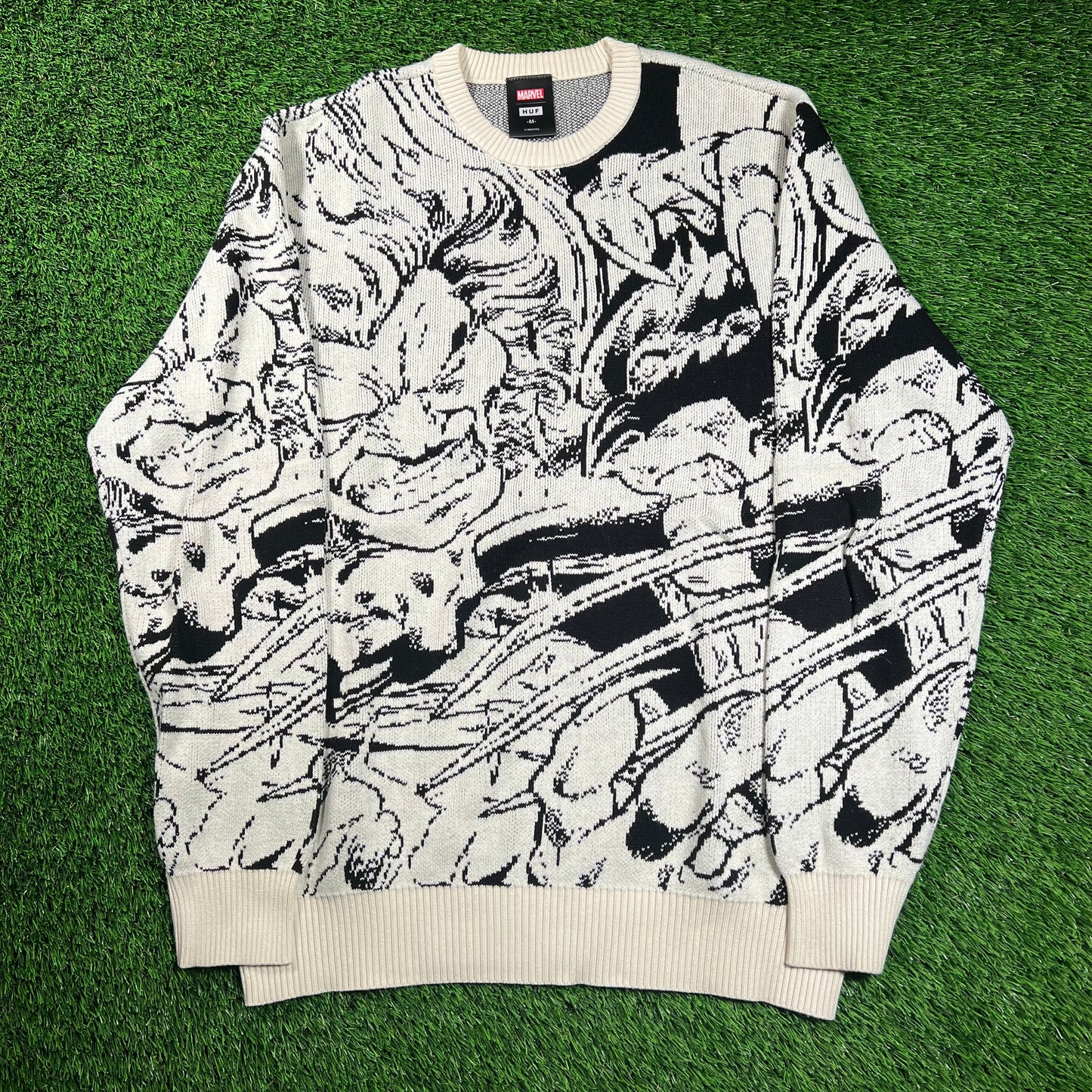 Huf Marvel Wolverine AOP Knit Sweater Size Medium USED x16251