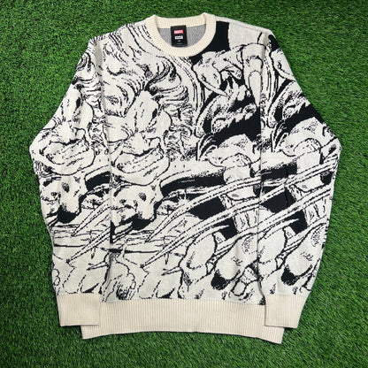 Huf Marvel Wolverine AOP Knit Sweater Size Medium USED x16251