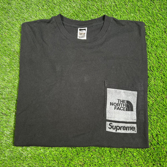 Supreme The North Face Printed Pocket Tee Black Size Medium USED X14282