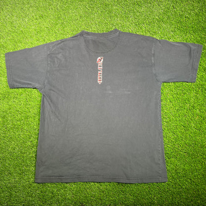 Y2K New Jerey Devils Washed Black Tee Size XL USED v17478