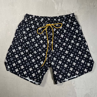 Rhude Cross Bandana Black Swim Shorts Size Large USED x17596