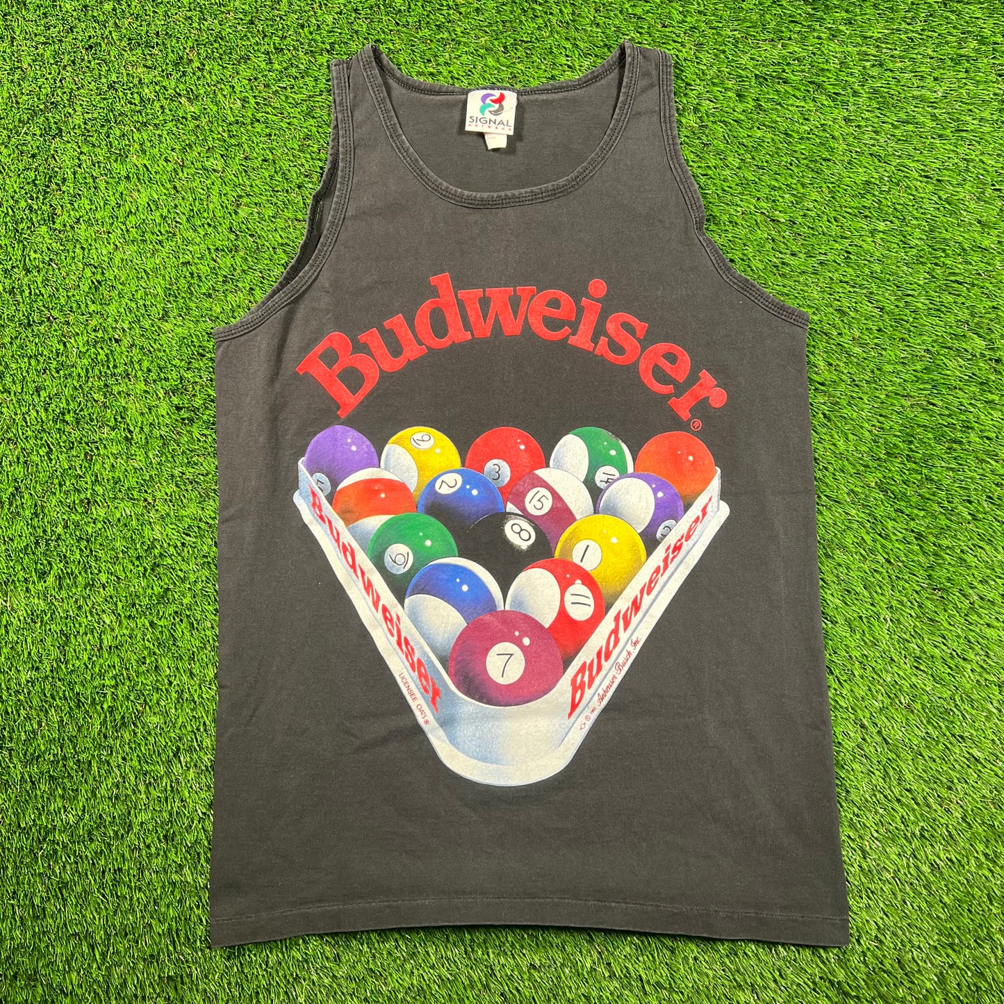 1992 Budweiser Pool Balls Black Tank Top Size Medium USED v18496