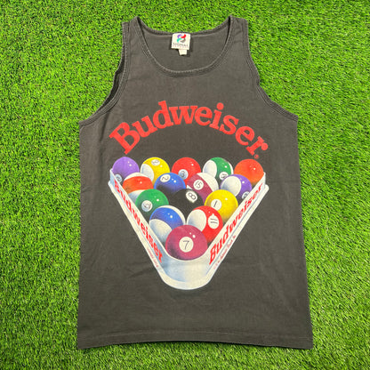1992 Budweiser Pool Balls Black Tank Top Size Medium USED v18496