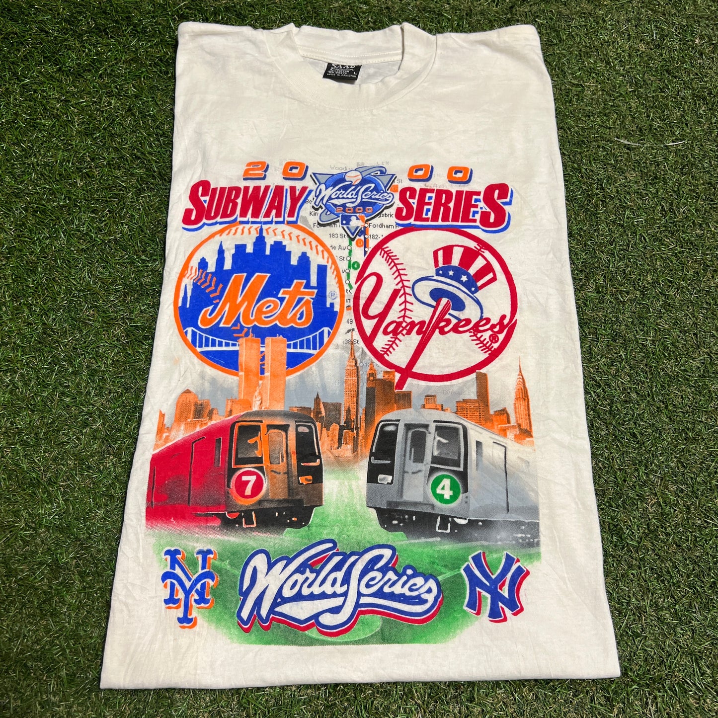 2000 Subway Series White Tee Size Large USED v16309