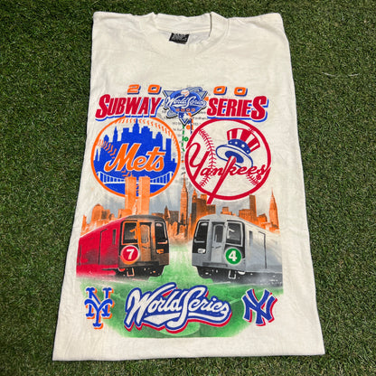 2000 Subway Series White Tee Size Large USED v16309