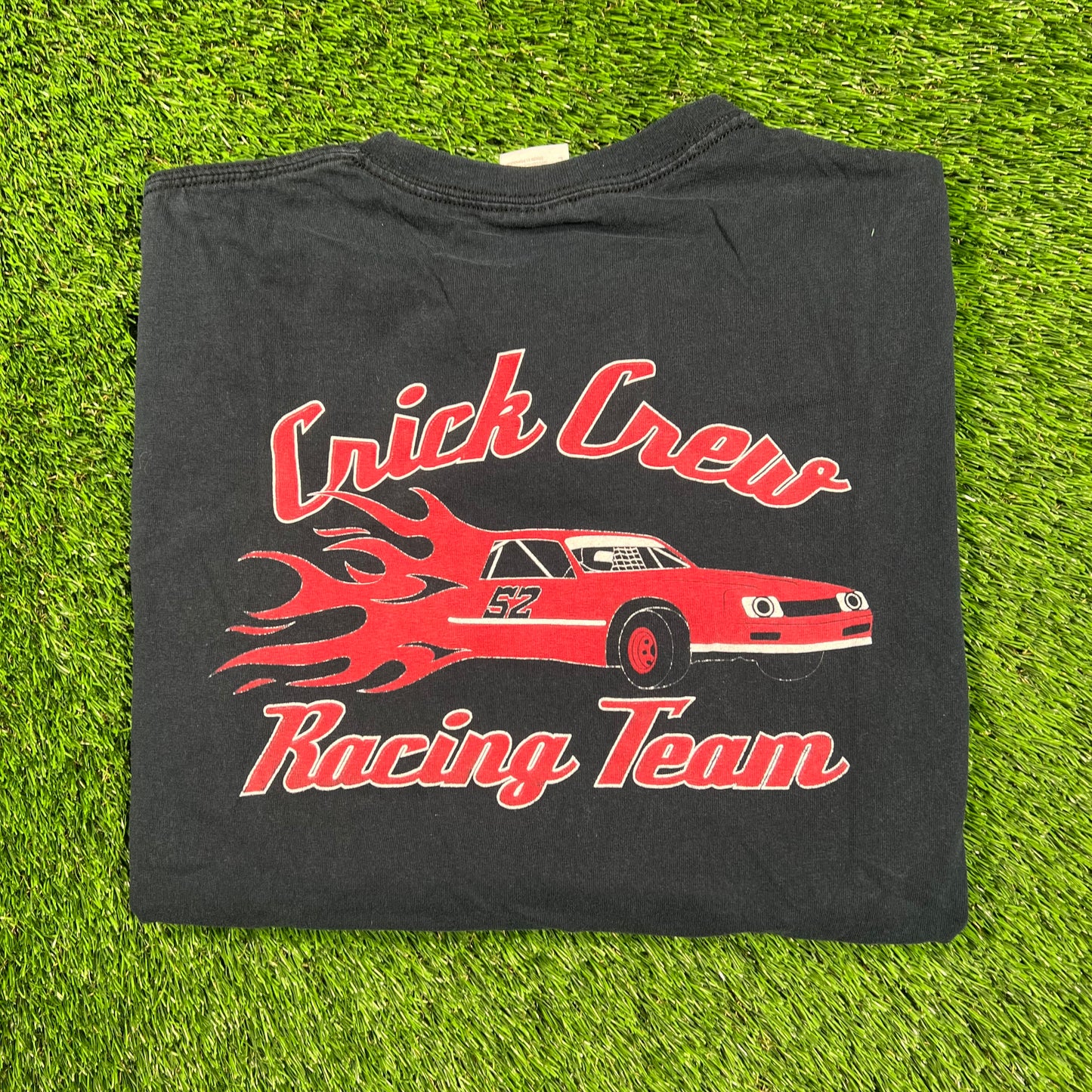 Y2K Crick Crest Racing Black Tee Size Large USED v18331