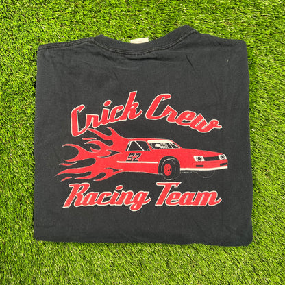 Y2K Crick Crest Racing Black Tee Size Large USED v18331