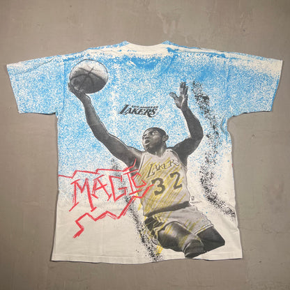 Magic Johnson La Lakers Full print tee Size XL USED v5500