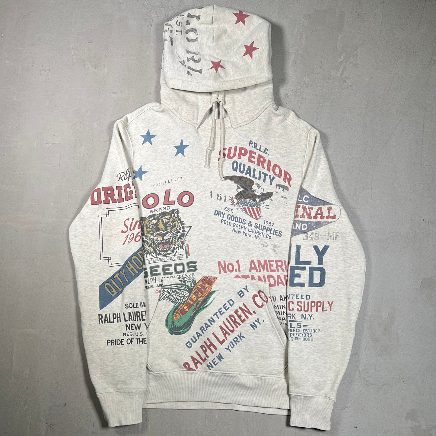Y2K Polo Ralph Lauren Saranac Lake AOP Hoodie Size Medium USED v19036