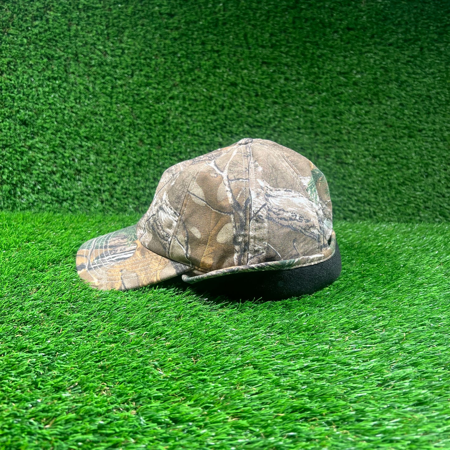 Y2K Carhartt Woodland Camo Hat w/ Ear Covers USED v18424