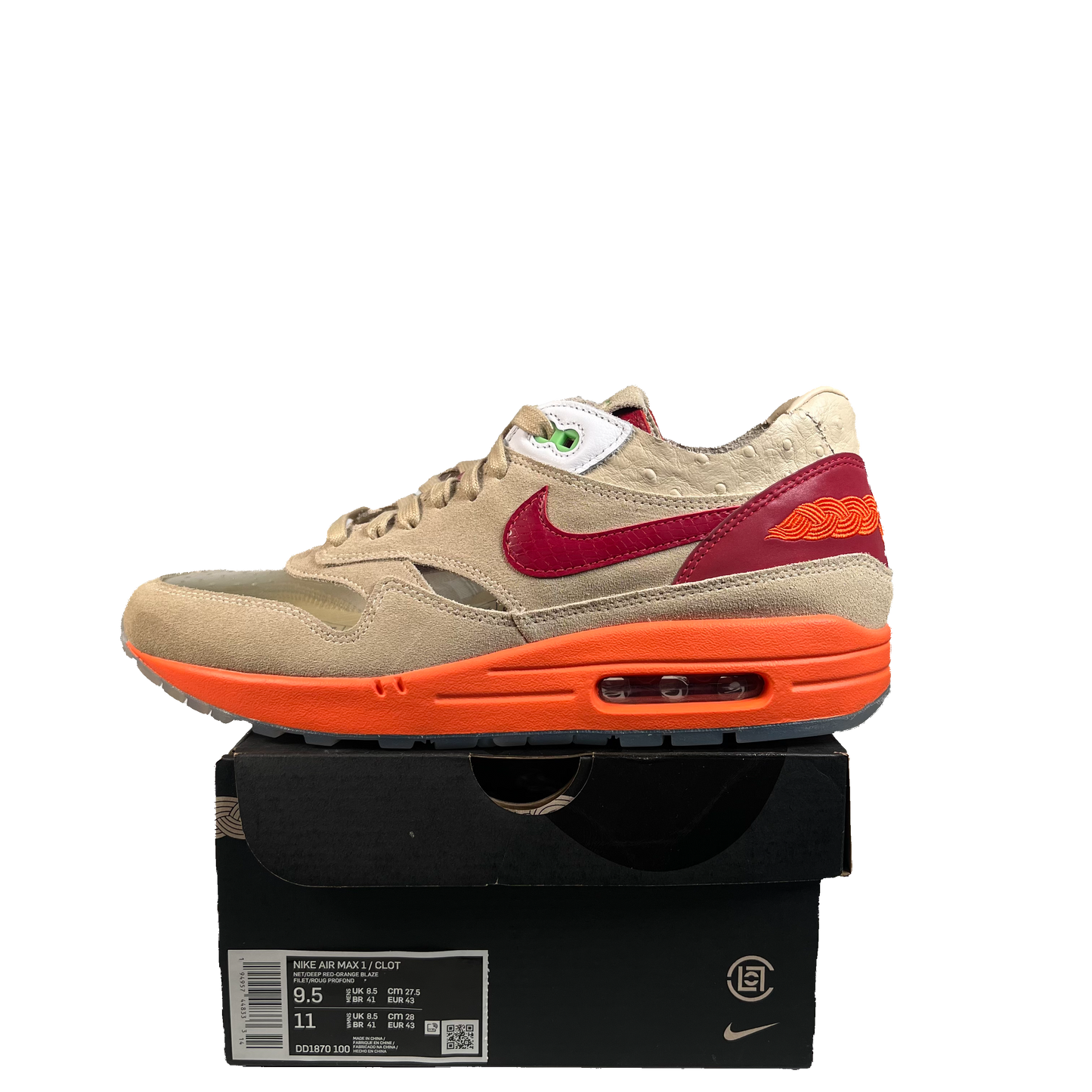 Nike Air Max 1 Clot Kiss of Death (2021) Size 9.5 USED s21928