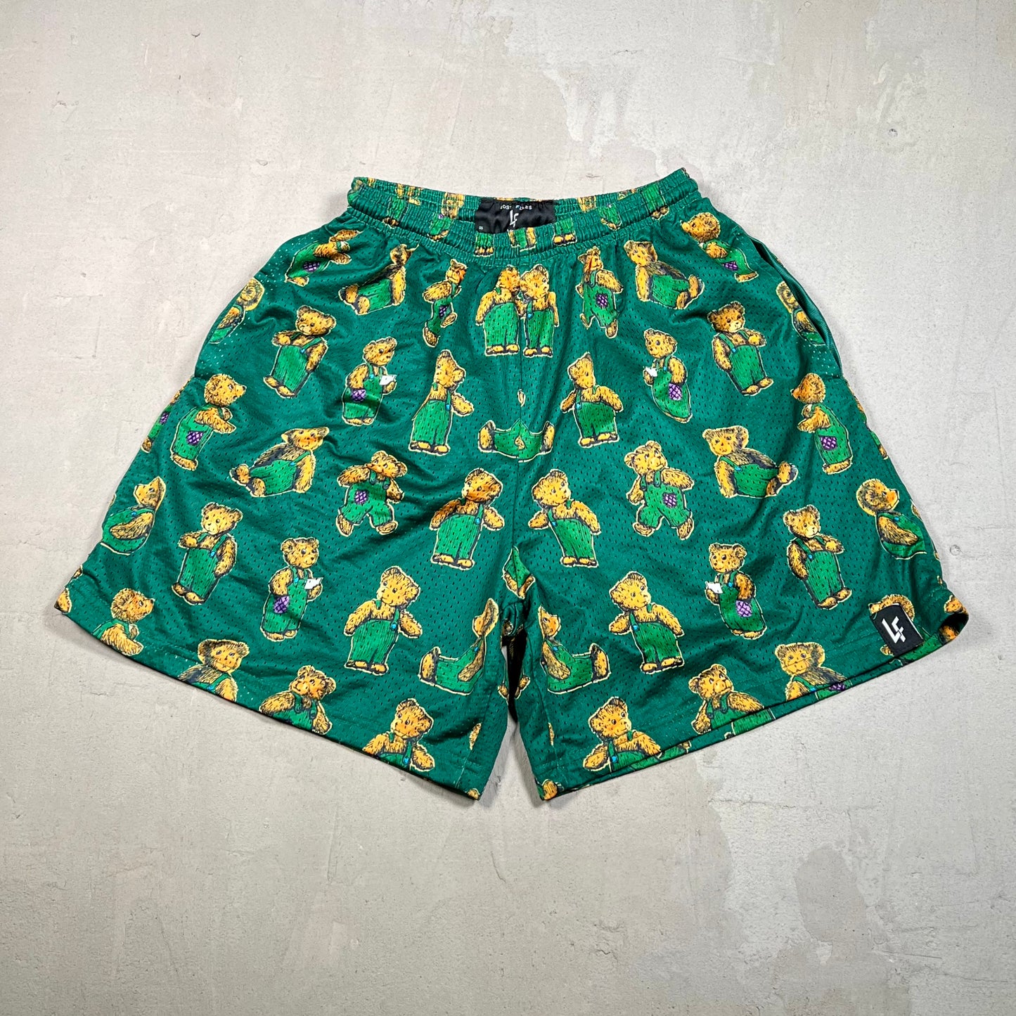 Lost Files Mesh Shorts AOP Bear Size Large USED v19427