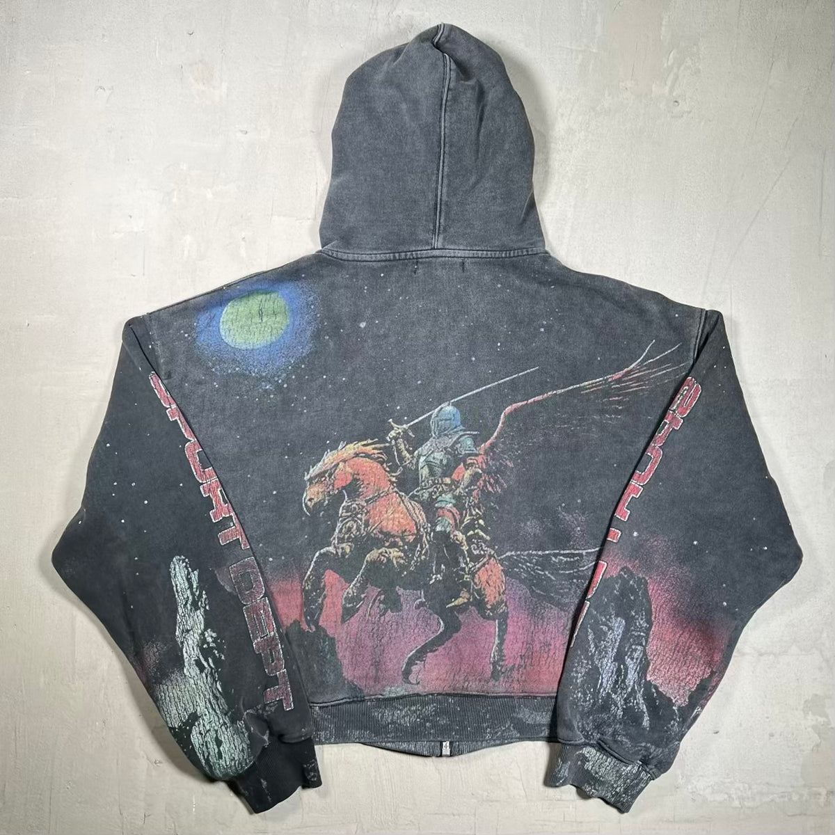 Vale Neptune Zip Up Washed Black Hoodie Size XXL USED x18630