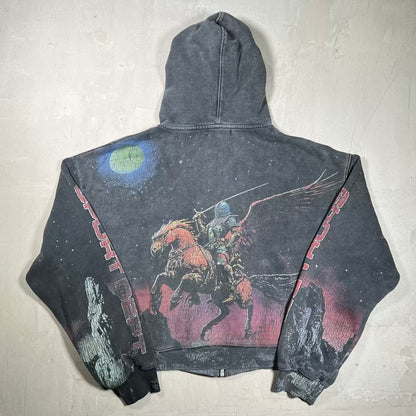 Vale Neptune Zip Up Washed Black Hoodie Size XXL USED x18630