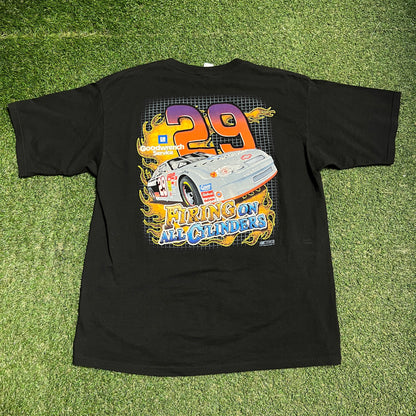 Y2K Track Hot Shot Racing Black Tee Size XL USED v16453