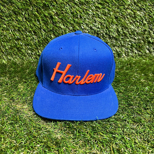 Mitchell & Ness Orange Harlem Logo Blue Hat One Size USED v15998