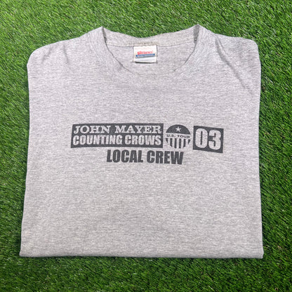 2003 John Mayer Counting Crows Grey Tour Tee Size XL USED