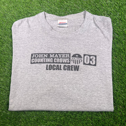 2003 John Mayer Counting Crows Grey Tour Tee Size XL USED