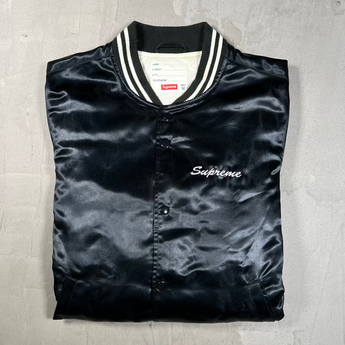 Supreme Satin Club Jacket Black (2015) Size Medium USED x18872
