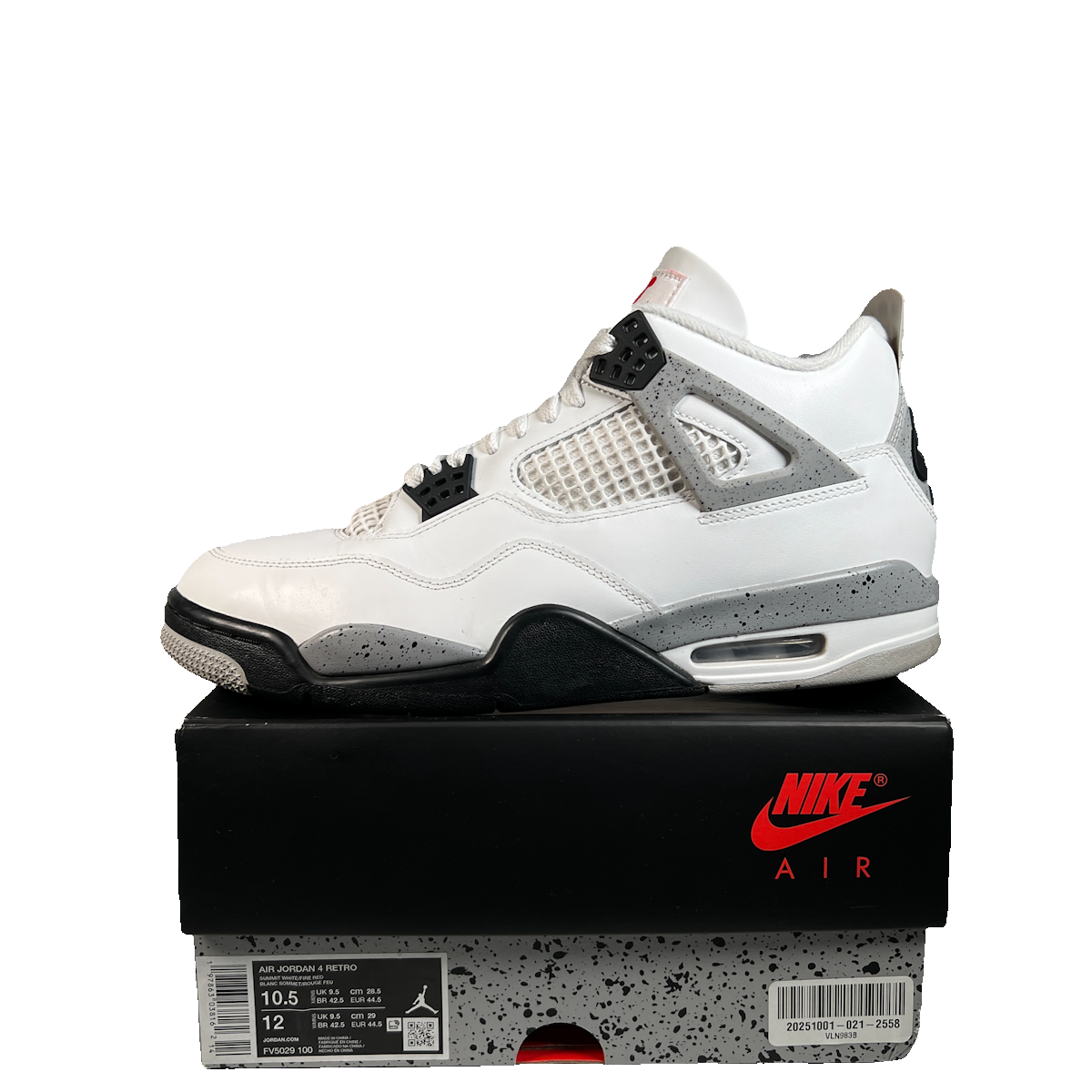 Jordan 4 White Cement (2025) Size 10.5 USED s22611